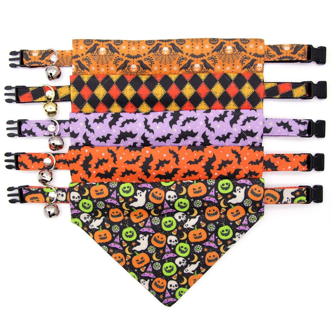 Halloween Cat Collar - "Batty Babe - Orange" - Spooky Bat Cat Collar / Breakaway Buckle or Non-Breakaway / Cat, Kitten + Small Dog Sizes