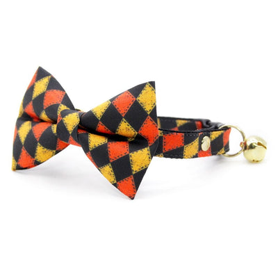 Cat Collar - "Haunted Harlequin" - Jester Cat Collar / Breakaway Buckle or Non-Breakaway / Checkerboard, Halloween, Joker, Clown, Carnival, Racing / Cat, Kitten + Small Dog Sizes
