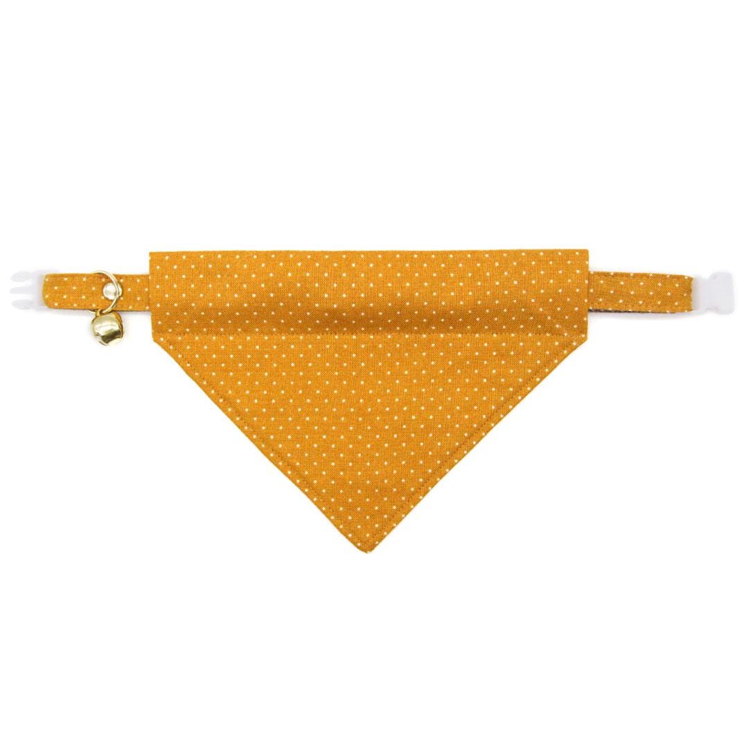 Cat Collar - "Toffee" - Amber Gold Polka Dot Cat Collar / Fall, Mustard, Caramel, Yellow / Breakaway Buckle or Non-Breakaway / Cat, Kitten + Small Dog Sizes