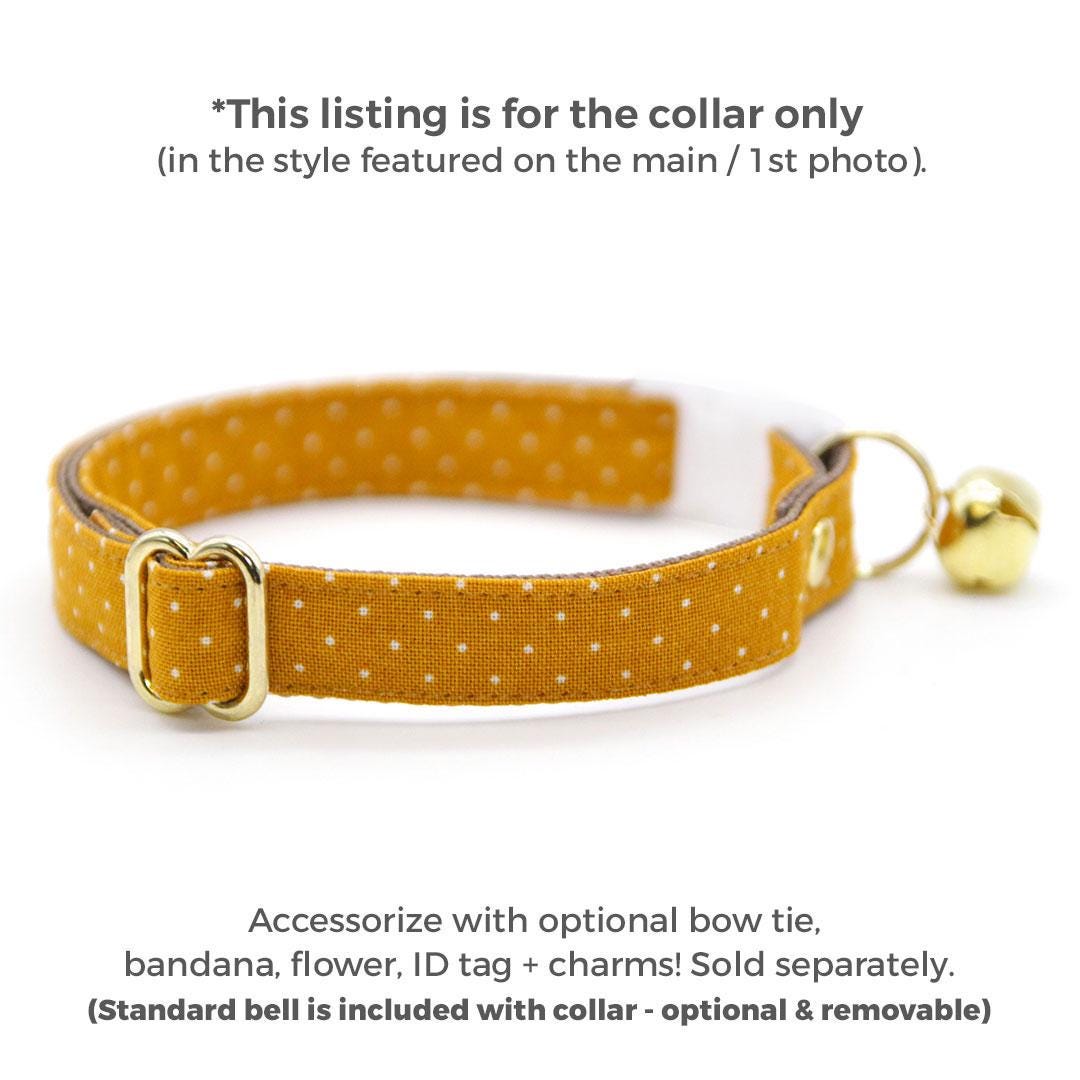 Cat Collar - "Toffee" - Amber Gold Polka Dot Cat Collar / Fall, Mustard, Caramel, Yellow / Breakaway Buckle or Non-Breakaway / Cat, Kitten + Small Dog Sizes