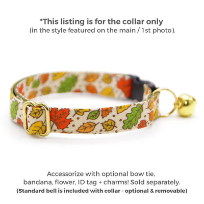 Cat Collar - "Autumn Aura" - Fall Oak & Maple Leaf Cat Collar / Fall, Thanksgiving / Breakaway Buckle or Non-Breakaway / Cat, Kitten + Small Dog Sizes