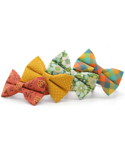 Cat Collar - "Twilight Timber" - Green Orange Teal Cabincore Plaid Cat Collar / Fall, Log Cabin, Camping Vibes / Breakaway Buckle or Non-Breakaway / Cat, Kitten + Small Dog Sizes