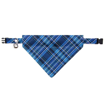 Cat Collar - "Echo Peak" - Rugged Dark Blue Plaid Cat Collar / Fall, Winter, Boy Cat, Male, Masculine / Breakaway Buckle or Non-Breakaway / Cat, Kitten + Small Dog Sizes