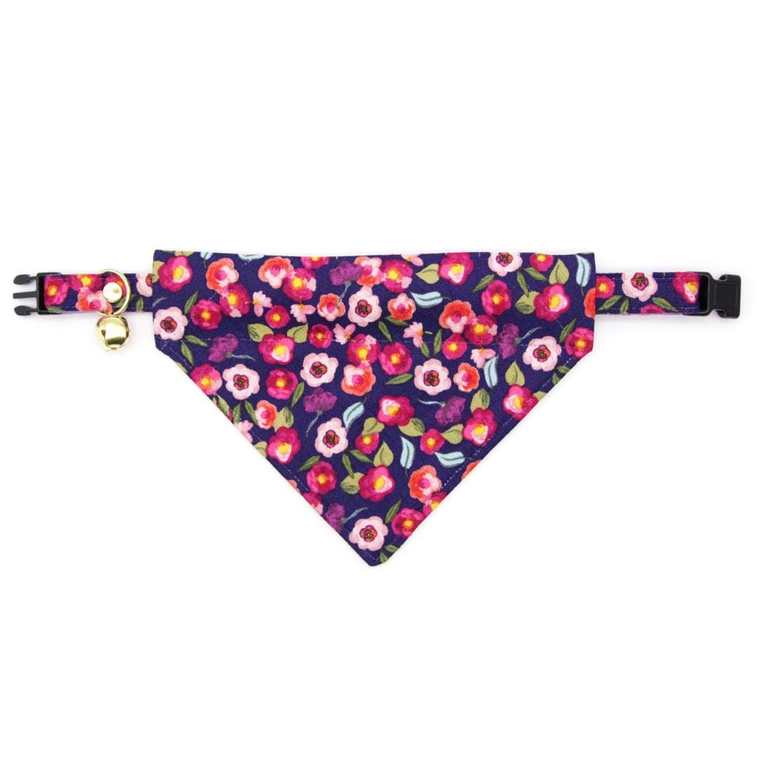 Cat Collar - "Plum Blossom" - Floral Purple Cat Collar / Breakaway Buckle or Non-Breakaway / Cat, Kitten + Small Dog Sizes