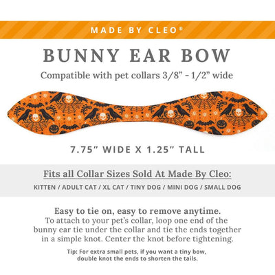 Cat Collar & Bunny Ear Bow Set - "Nevermore" - Halloween Raven Cat Collar w/ Matching Bunny Bow Tie / Edgar Allen Poe, Skull, Spiderweb / Tie-On Scarf / Cat, Kitten + Small Dog Sizes