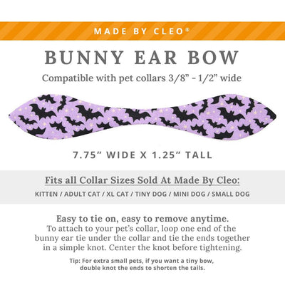 Cat Collar & Bunny Ear Bow Set - "Batty Babe - Purple" - Spooky Cute Lilac Halloween Bat Cat Collar w/ Matching Bunny Bow Tie / Tie-On Scarf / Cat, Kitten + Small Dog Sizes