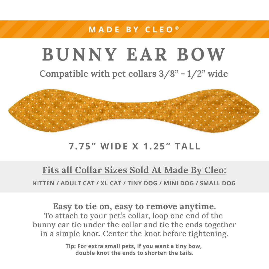 Cat Collar & Bunny Ear Bow Set - "Toffee" - Gold Caramel Polka Dot Cat Collar w/ Matching Bunny Bow Tie / Yellow, Fall, Spring, Summer / Tie-On Scarf / Cat, Kitten + Small Dog Sizes