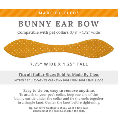 Cat Collar & Bunny Ear Bow Set - "Toffee" - Gold Caramel Polka Dot Cat Collar w/ Matching Bunny Bow Tie / Yellow, Fall, Spring, Summer / Tie-On Scarf / Cat, Kitten + Small Dog Sizes