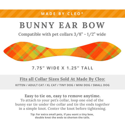 Cat Collar & Bunny Ear Bow Set - "Cider Hill" - Plaid Cat Collar w/ Matching Bunny Bow Tie / Fall + Thanksgiving / Tie-On Scarf / Cat, Kitten + Small Dog Sizes
