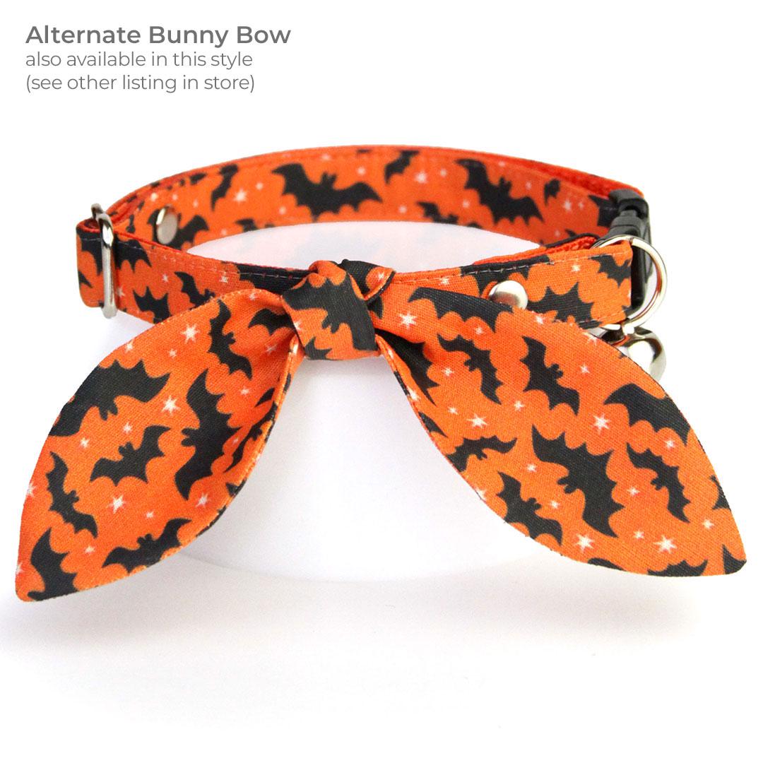 Halloween Cat Bow Tie - "Batty Babe - Orange" - Bat Bow Tie for Cat Collar / Spooky Cute Creepy / Cat, Kitten + Small Dog Bowtie