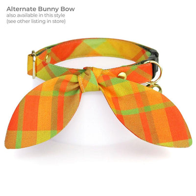 Fall Cat Bow Tie - "Cider Hill" - Orange Plaid Bow Tie for Cat Collar / Autumn, Thanksgiving, Harvest / Cat, Kitten + Small Dog Bowtie