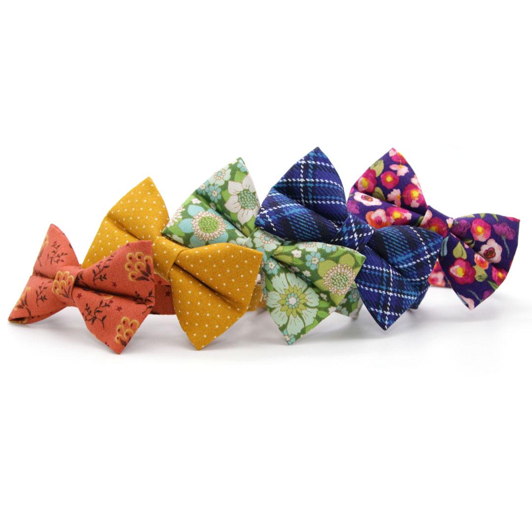 Rustic Cat Bow Tie - "Prairie Bloom" - Rust Red Bow Tie for Cat Collar / Fall Floral, Thanksgiving / Cat, Kitten + Small Dog Bowtie