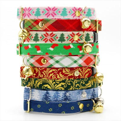 Cat Collar + Flower Set - "Star Of David - Gold & Blue" - Jewish Cat Collar w/ Sky Blue Felt Flower (Detachable) / Hanukkah, Yom Kippur, Passover / Cat, Kitten + Small Dog Sizes