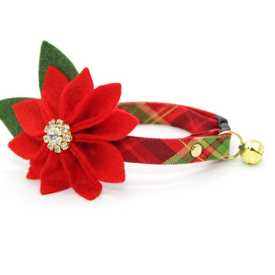 Holiday Plaid Cat Collar - "Cranberry Clove" - Red Christmas Tartan Cat Collar / Breakaway Buckle or Non-Breakaway / Cat, Kitten + Small Dog Sizes