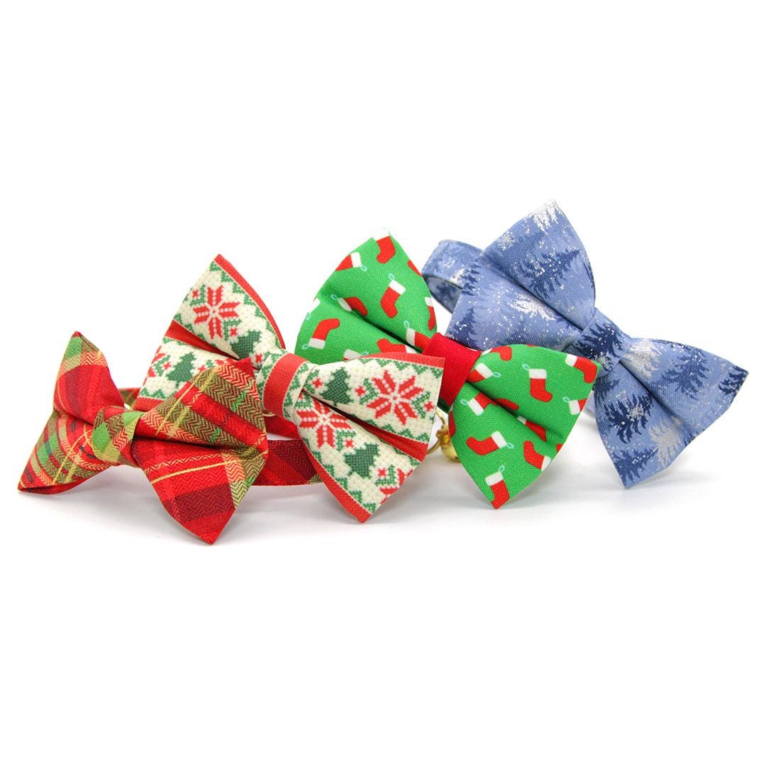 Solstice Cat Collar - "Blue Spruce" - Snowy Winter Pine Blue Cat Collar / Breakaway Buckle or Non-Breakaway / Cat, Kitten + Small Dog Sizes