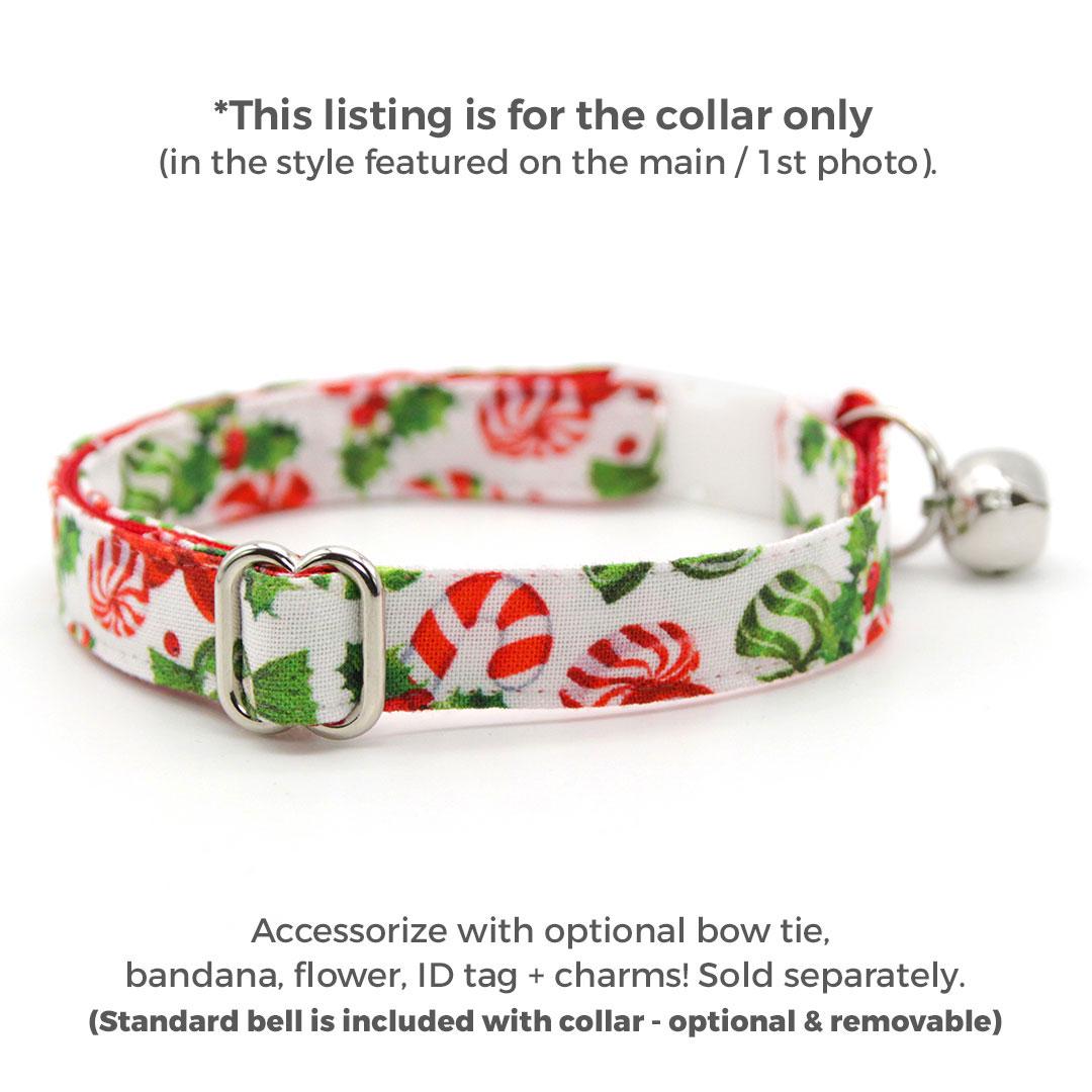 Peppermint Cat Collar - "Sweets & Treats" - Christmas Candy Cat Collar / Breakaway Buckle or Non-Breakaway / Cat, Kitten + Small Dog Sizes