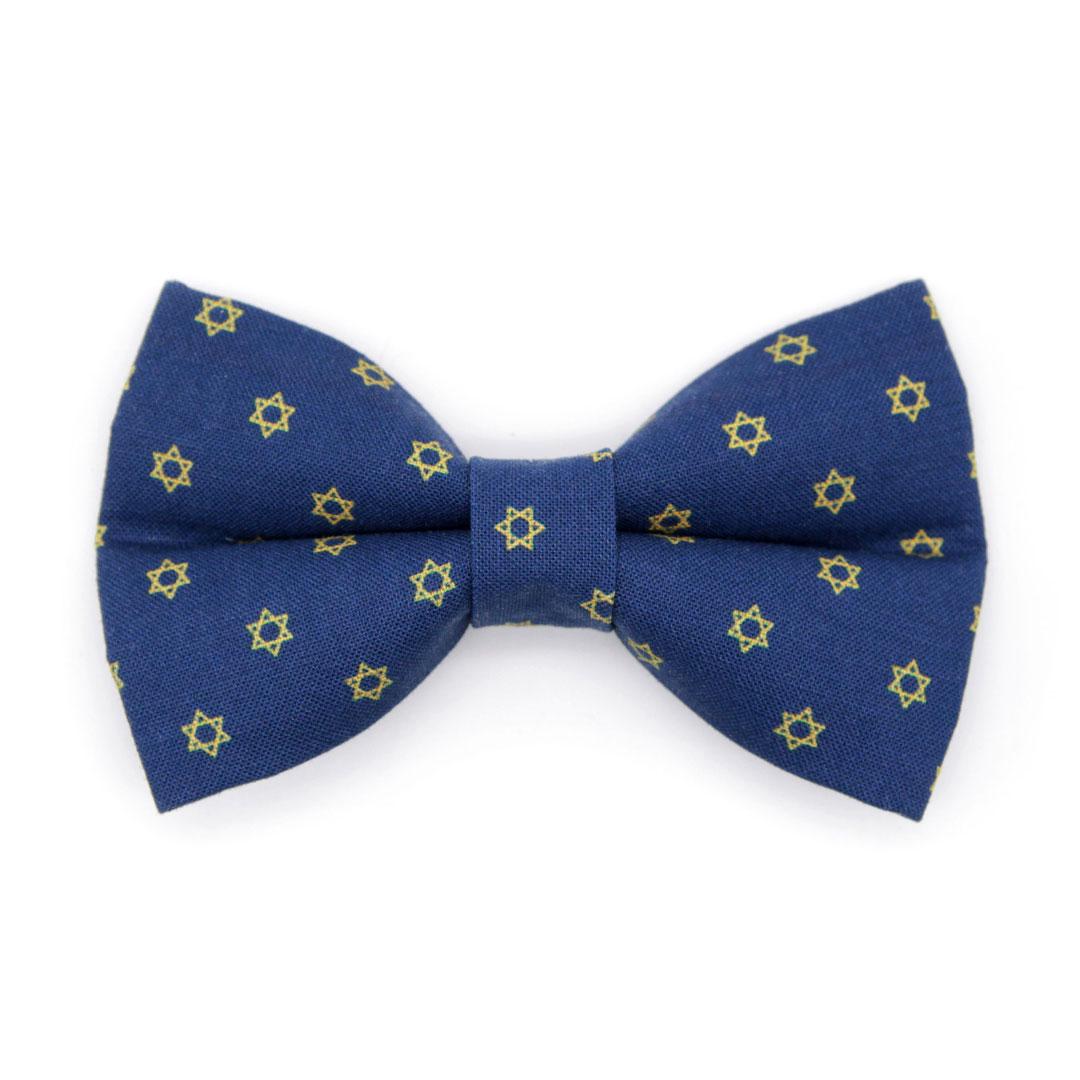 Bow Tie Cat Collar Set - "Star of David - Gold & Blue" - Jewish Cat Collar with Bow Tie / Yom Kippur, Passover, Hanukkah, Chanukah / Cat, Kitten, Small Dog Sizes