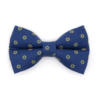 Bow Tie Cat Collar Set - "Star of David - Gold & Blue" - Jewish Cat Collar with Bow Tie / Yom Kippur, Passover, Hanukkah, Chanukah / Cat, Kitten, Small Dog Sizes