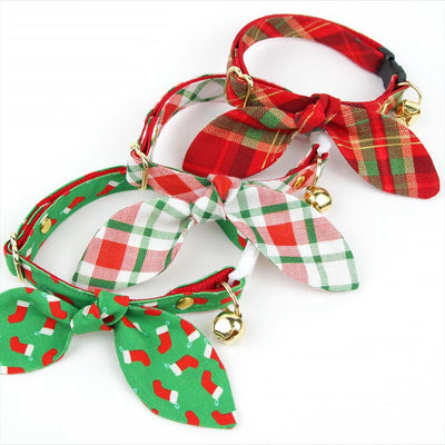 Christmas Cat Collar - "Jolly Plaid" - Red & Green Holiday Cat Collar / Breakaway Buckle or Non-Breakaway / Cat, Kitten + Small Dog Sizes