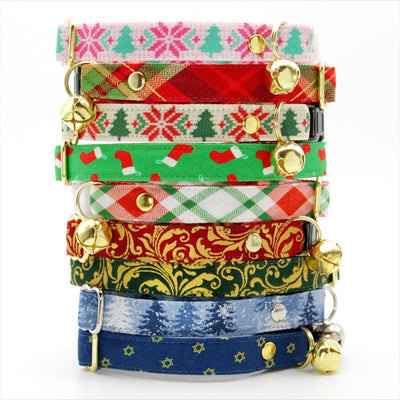 Holiday Cat Bandana - "Cranberry Clove" - Christmas Red Tartan Plaid Bandana for Cat + Small Dog / Slide-on Bandana / Over-the-Collar