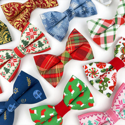 Regal Cat Bow Tie - "Royal Emerald" - Green & Gold Bow Tie for Cat Collar / Christmas, Holiday, Wedding, Victorian / Cat, Kitten + Small Dog Bowtie