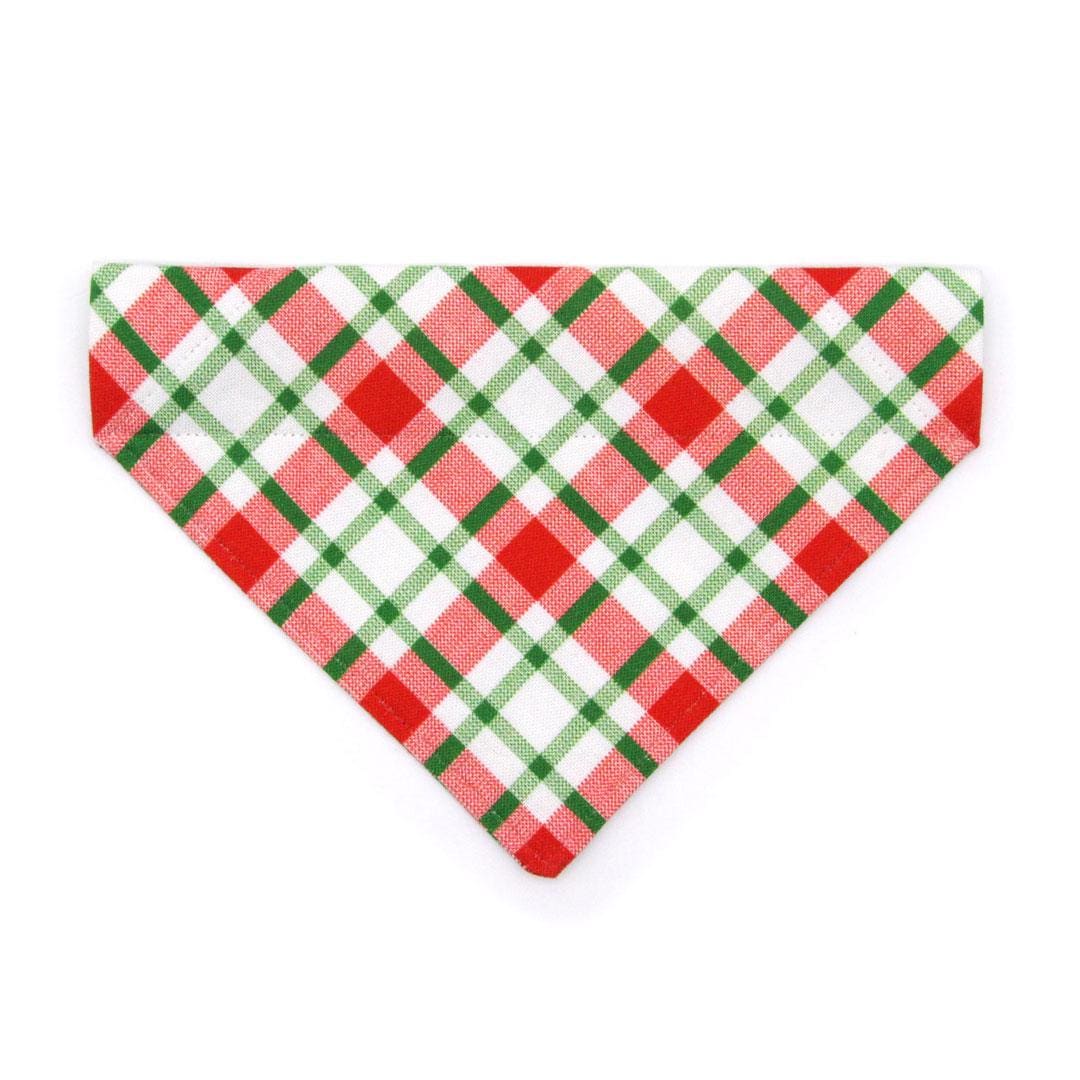 Christmas Cat Bandana - "Jolly Plaid" - Red & Green Holiday Plaid Bandana for Cat + Small Dog / Slide-on Bandana / Over-the-Collar