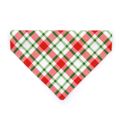 Christmas Cat Bandana - "Jolly Plaid" - Red & Green Holiday Plaid Bandana for Cat + Small Dog / Slide-on Bandana / Over-the-Collar