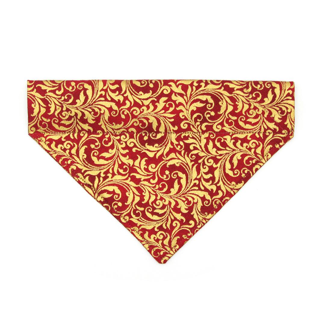 Cat Bandana - "Royal Ruby" - Red & Metallic Gold Bandana for Cat + Small Dog / Wedding, Holiday, Victorian / Slide-on Bandana / Over-the-Collar