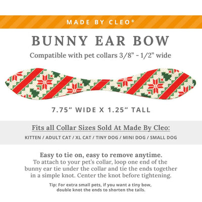 Cat Collar and Bunny Ear Bow Set - "Fair Isle - Christmas" - Alpine Holiday Sweater Cat Collar w/ Matching Bunny Bow Tie / Tie-On Scarf / Cat, Kitten + Small Dog Sizes