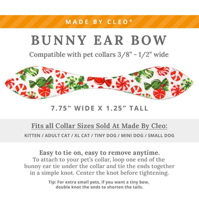 Cat Collar and Bunny Ear Bow Set - "Sweets & Treats" - Christmas Peppermint Cat Collar w/ Matching Bunny Bow Tie / Tie-On Scarf / Cat, Kitten + Small Dog Sizes