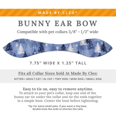 Cat Collar and Bunny Ear Bow Set - "Blue Spruce" - Snowy Winter Forest Cat Collar w/ Matching Bunny Bow Tie / Tie-On Scarf / Solstice / Cat, Kitten + Small Dog Sizes