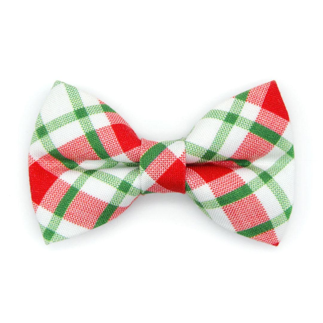 Christmas Bow Tie Cat Collar Set - "Jolly Plaid" - Red & Green Holiday Plaid Cat Collar with Bow Tie / Cat, Kitten, Small Dog Sizes