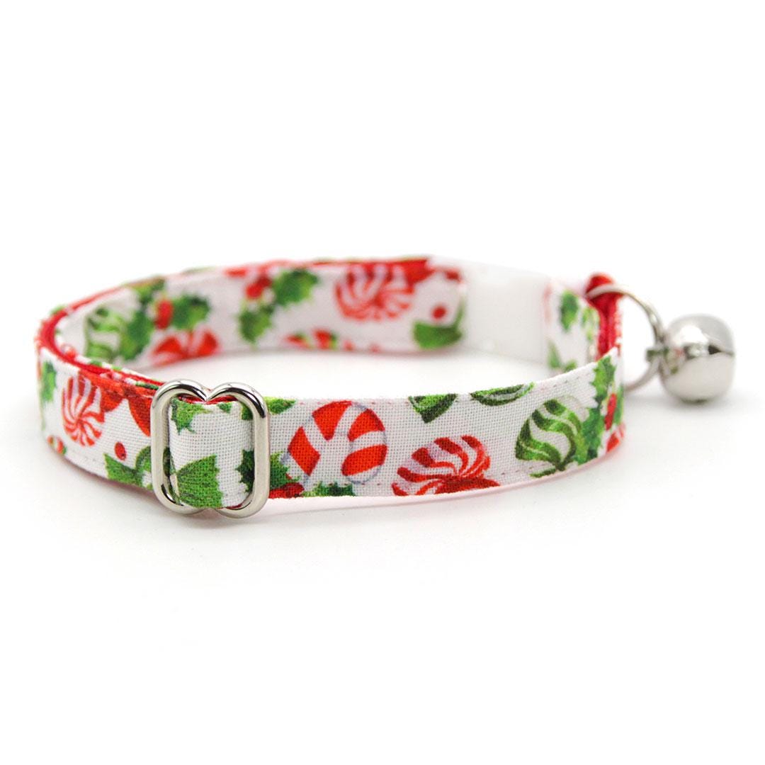 Christmas Bow Tie Cat Collar Set - "Sweets & Treats" - Peppermint Cat Collar with Bow Tie / Cat, Kitten, Small Dog Sizes