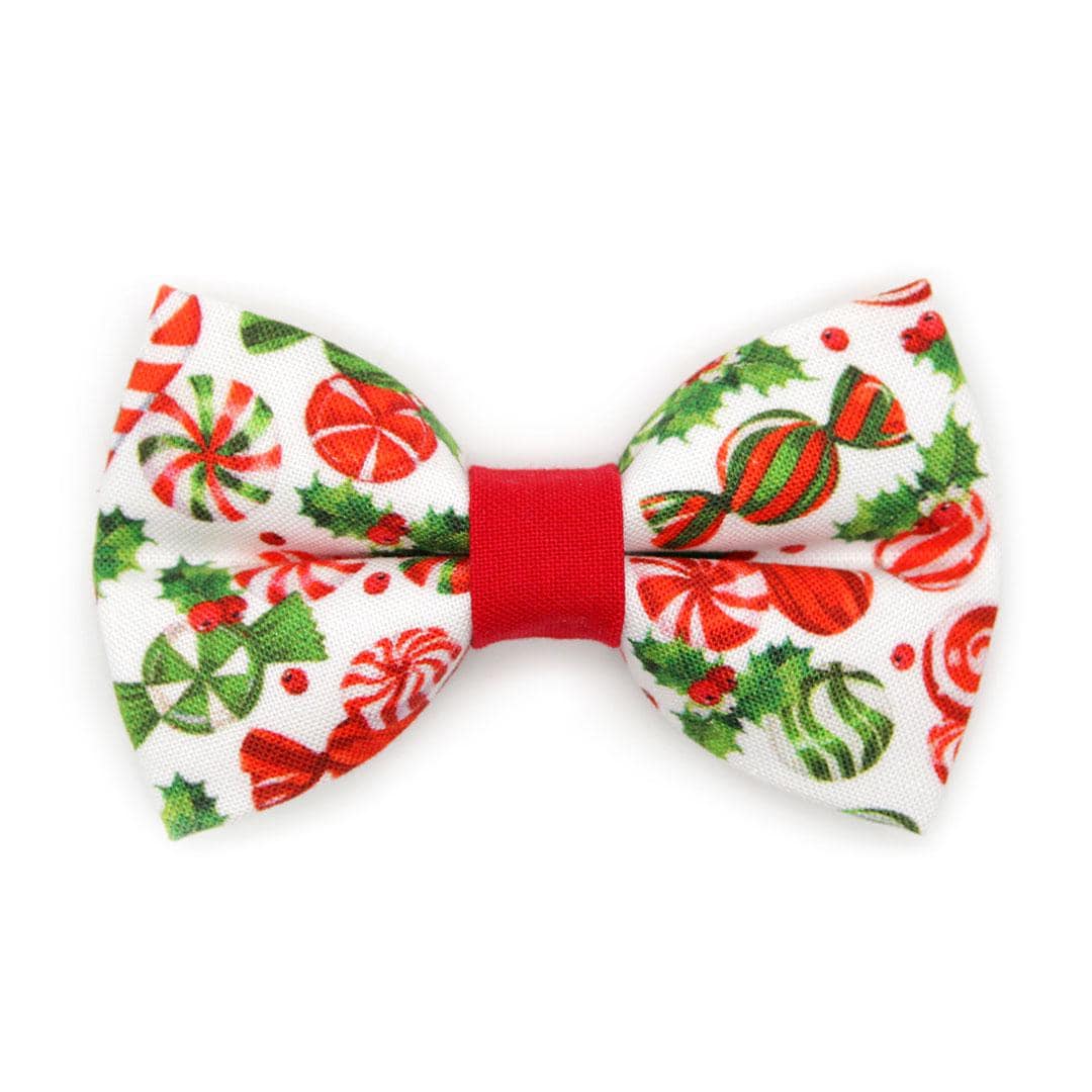 Christmas Bow Tie Cat Collar Set - "Sweets & Treats" - Peppermint Cat Collar with Bow Tie / Cat, Kitten, Small Dog Sizes