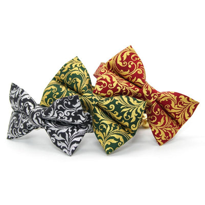 Regal Cat Bow Tie - "Royal Ruby" - Red & Gold Bow Tie for Cat Collar / Wedding, Christmas, Holiday, Victorian / Cat, Kitten + Small Dog Bowtie