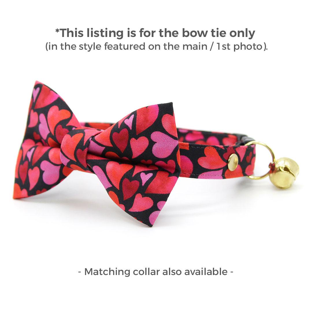 Valentine's Day Cat Bow Tie - "Crush" - Red & Pink Heart Bow Tie for Cat Collar / Cat, Kitten + Small Dog Bowtie