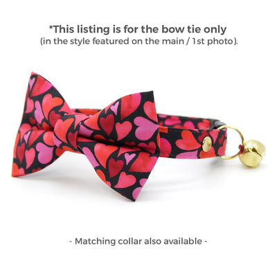 Valentine's Day Cat Bow Tie - "Crush" - Red & Pink Heart Bow Tie for Cat Collar / Cat, Kitten + Small Dog Bowtie