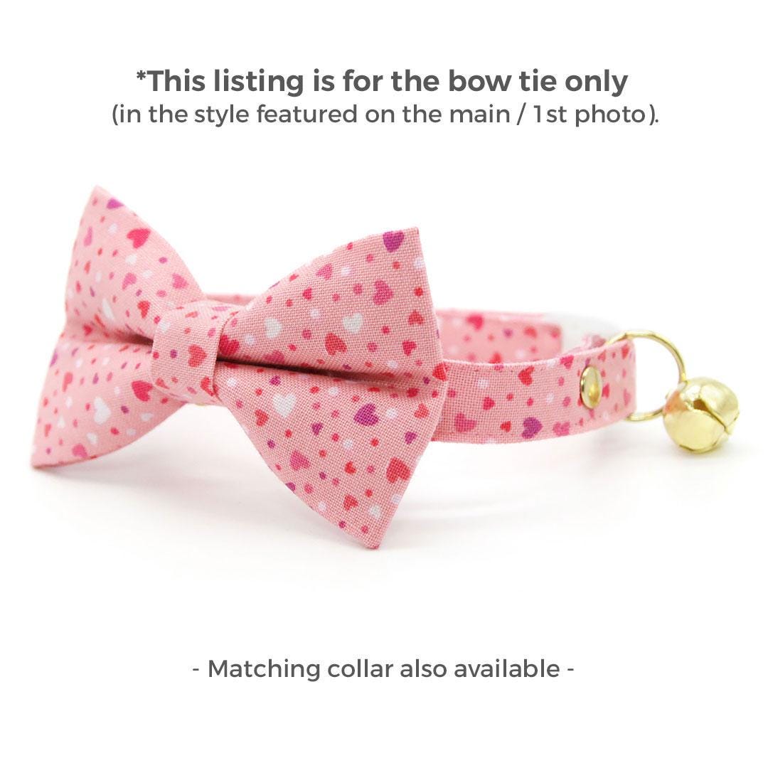 Heart Cat Bow Tie - "Cupid Confetti" - Pink Valentine's Day Bow Tie for Cat Collar / Cat, Kitten + Small Dog Bowtie