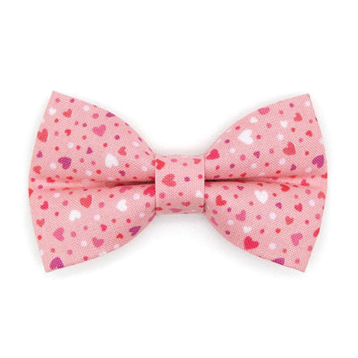 Heart Cat Bow Tie - "Cupid Confetti" - Pink Valentine's Day Bow Tie for Cat Collar / Cat, Kitten + Small Dog Bowtie