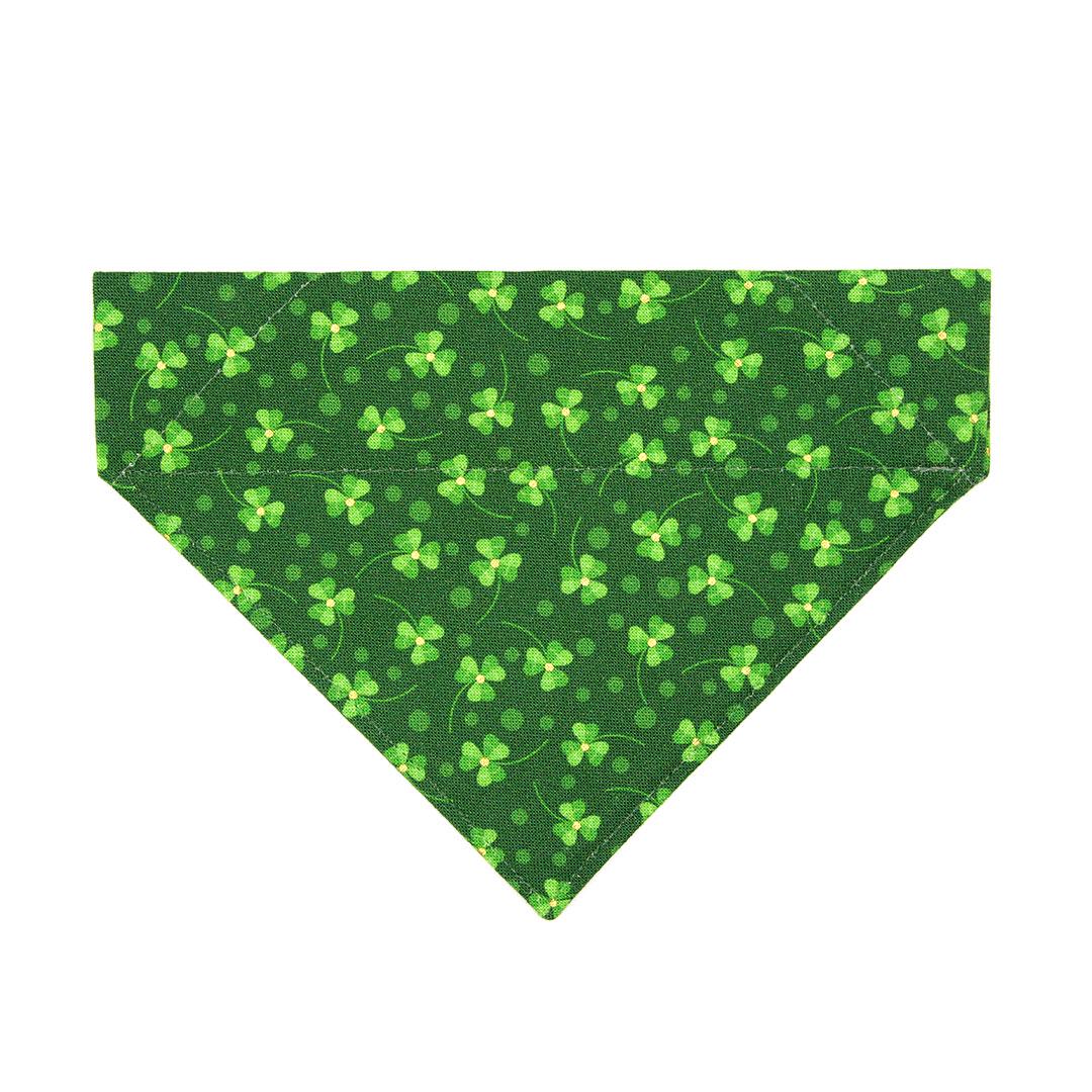 Shamrock Cat Bandana - "Shamrock Toss" - St. Patrick's Day Green Bandana for Cat + Small Dog / Irish, Clover / Slide-on Bandana