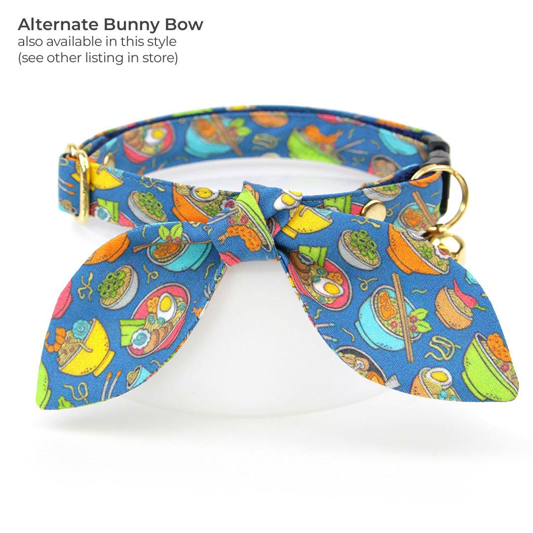 Ramen Cat Bandana - "Ramen Love - Blue" - Noodle Bandana for Cat + Small Dog / Food, Fun, Asian / Slide-on Bandana