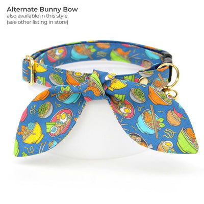 Ramen Cat Bandana - "Ramen Love - Blue" - Noodle Bandana for Cat + Small Dog / Food, Fun, Asian / Slide-on Bandana