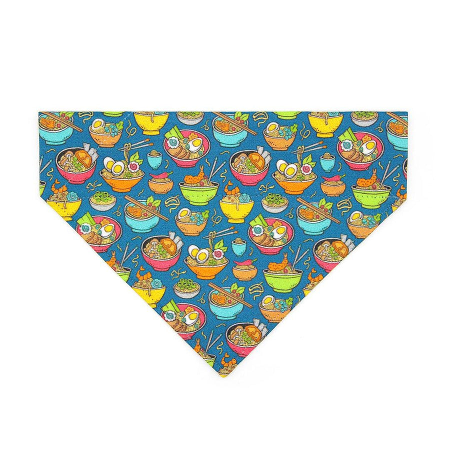 Ramen Cat Bandana - "Ramen Love - Blue" - Noodle Bandana for Cat + Small Dog / Food, Fun, Asian / Slide-on Bandana