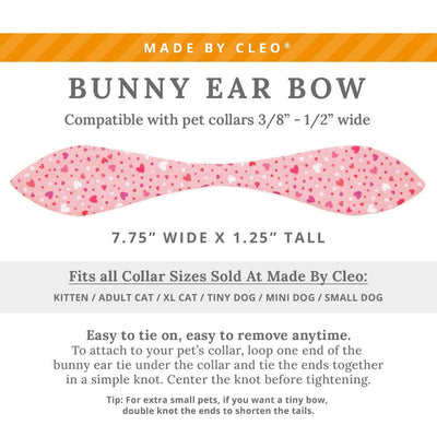 Cat Collar and Bunny Ear Bow Set - "Cupid Confetti" - Pink Heart Cat Collar w/ Matching Bunny Bow Tie / Valentine's Day, Birthday / Tie-On Scarf / Cat, Kitten + Small Dog Sizes