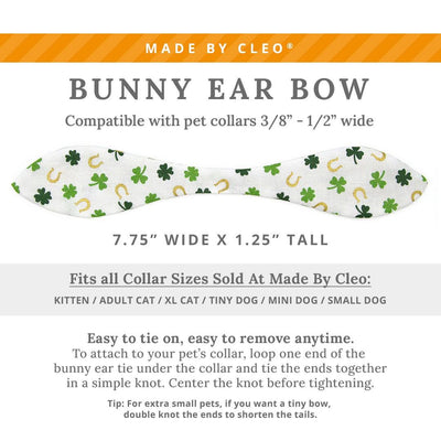 Cat Collar and Bunny Ear Bow Set - "Lucky Horseshoes" - Green & Gold Shamrock Cat Collar w/ Matching Bunny Bow Tie / St. Patrick's Day / Tie-On Scarf / Cat, Kitten + Small Dog Sizes