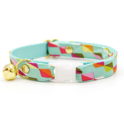 Kite Bow Tie + Cat Collar Set - "Kite Dreams" - Mint Cat Collar with Bow Tie / Arty, Modern, Fun / Cat, Kitten, Small Dog Sizes