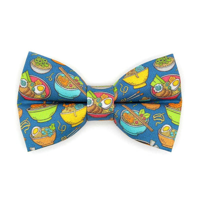 Ramen Bow Tie + Cat Collar Set - "Ramen Love - Blue" - Noodles Cat Collar with Bow Tie / Food, Fun, Asian / Cat, Kitten, Small Dog Sizes