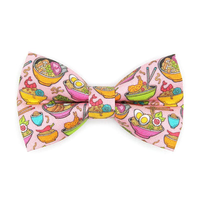 Ramen Bow Tie + Cat Collar Set - "Ramen Love - Pink" - Food Cat Collar with Bow Tie / Noodles, Fun, Asian / Cat, Kitten, Small Dog Sizes