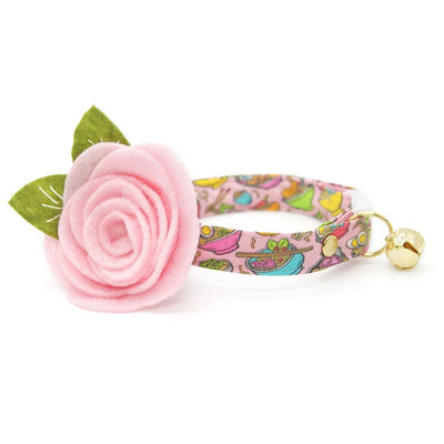 Ramen Cat Collar - "Ramen Love - Pink" - Cute Food Cat Collar / Noodles, Asian, Fun / Breakaway Buckle or Non-Breakaway / Cat, Kitten + Small Dog Sizes
