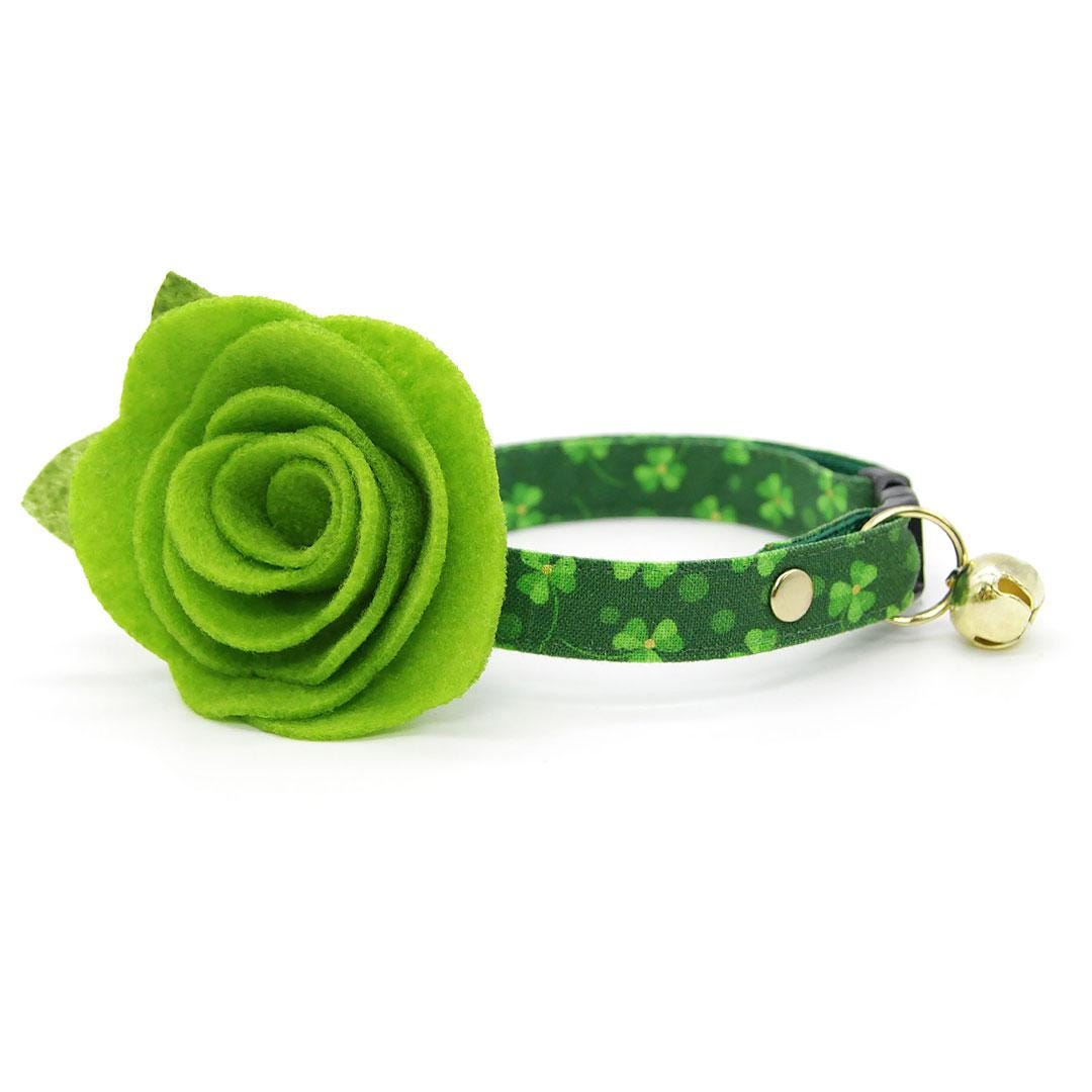 Shamrock Cat Collar - "Shamrock Toss" - St. Patrick's Day Green Cat Collar / Irish, St. Paddy / Breakaway Buckle or Non-Breakaway / Cat, Kitten + Small Dog Sizes